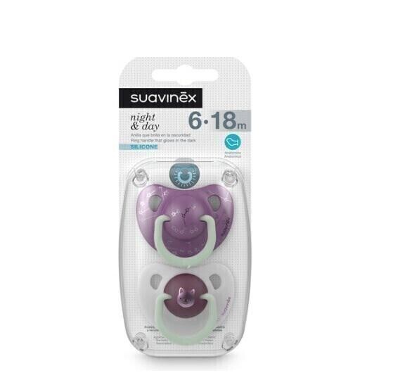 CHUPETE SILICONA T ANATOMICA SUAVINEX NOCHE 6-18 M 2 U