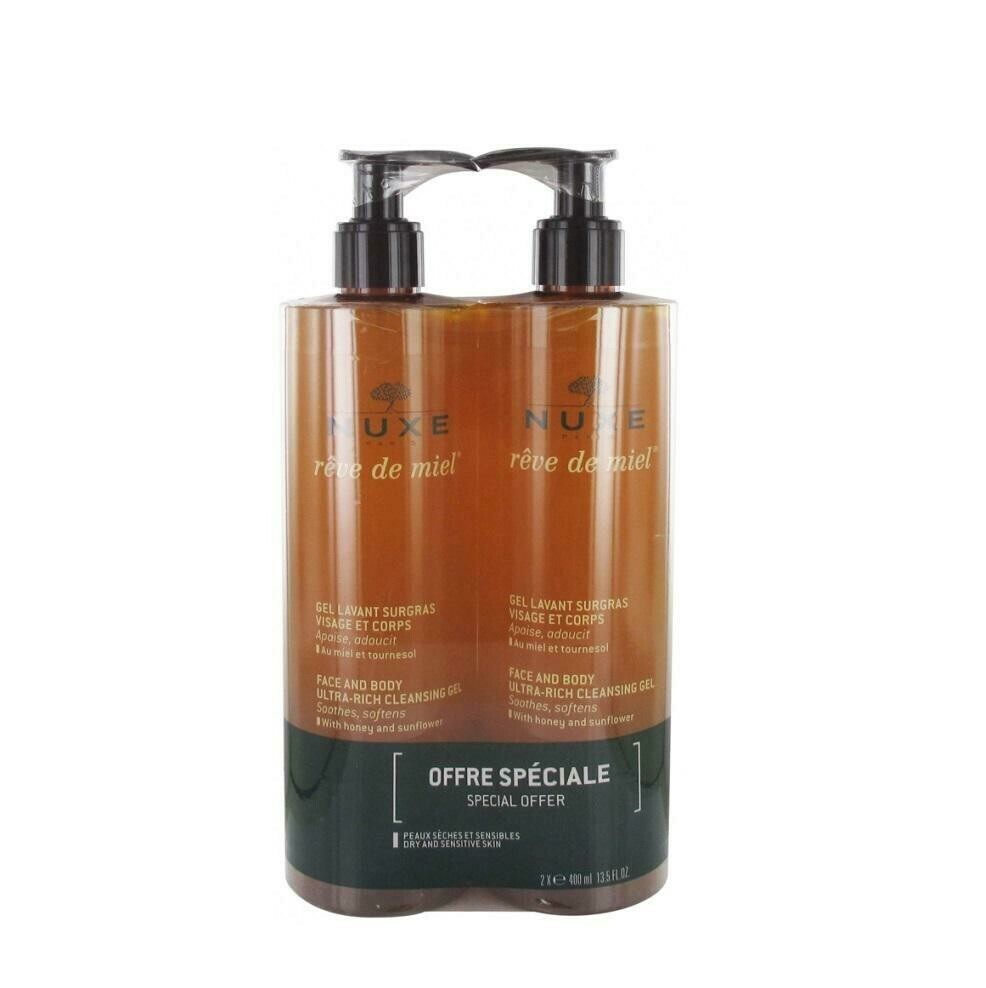 NUXE REVE DE MIEL DUPLO GEL  LIMPIADOR ROSTRO Y CUERPO 2X 400 ML