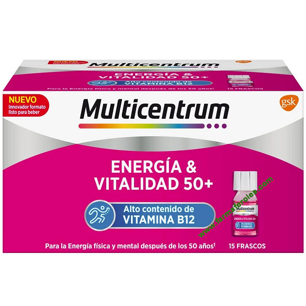 MULTICENTRUM ENERGIA  VITALIDAD 50  15 FRASCOS 7 ML SABOR FRAMBUESA