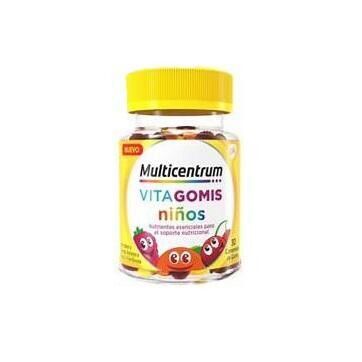 MULTICENTRUM VITAGOMIS NIÑOS 30 CARAMELOS DE GOMA SABOR FRUTOS CEREZA NARANJA Y