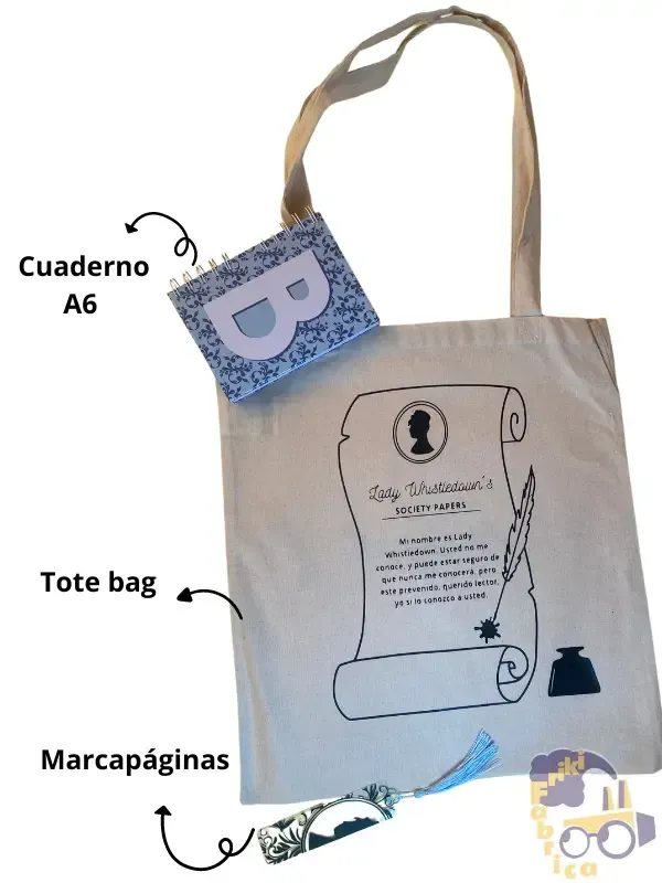 Pack Bridgerton tote bag cuaderno y marcapagina