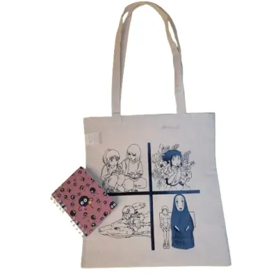 Pack Estudio Ghibli cuaderno y bolsa de tela.