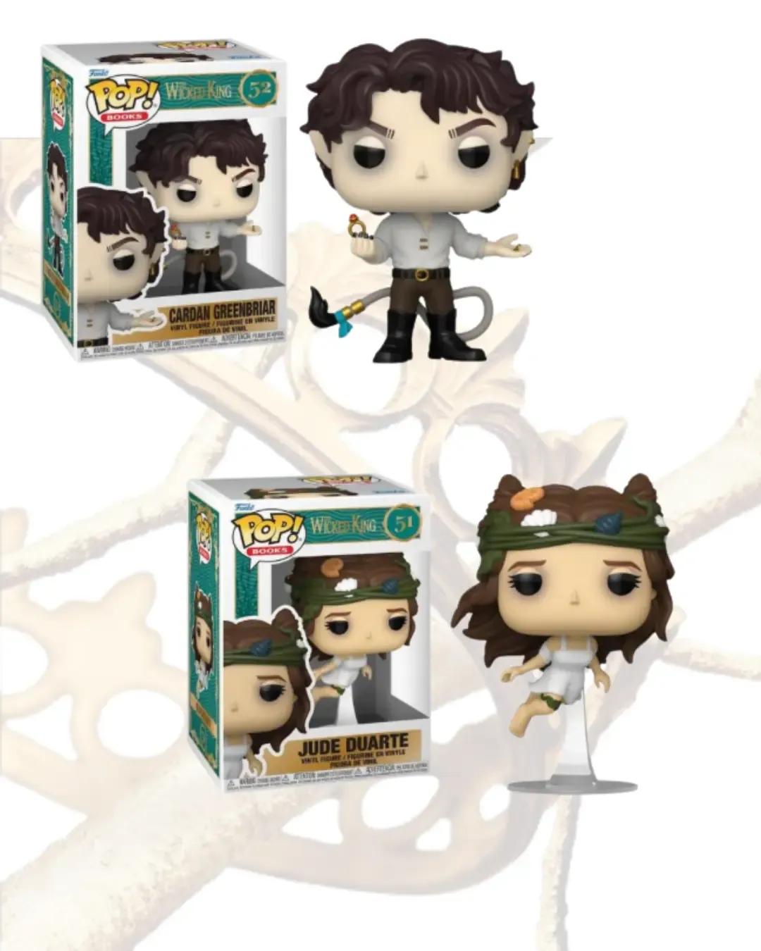 Pack dos figuras Jude Duarte 51 y Cardan Greenbriar 52 Funko Pop! Book El Príncipe Cruel