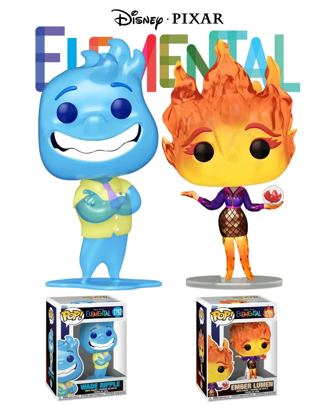 Pack Ember y Wade Funko Pop Disney Pixar Elemental