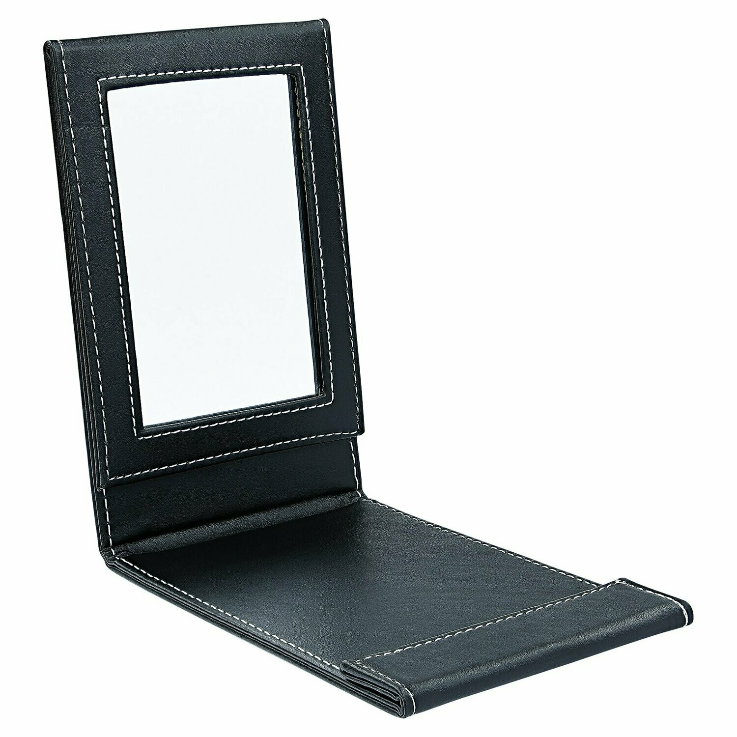 Portable Folding Make-up Mirror- Leather black