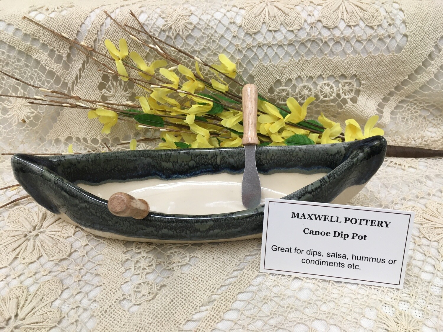 Canoe Dip Pot - Granite - Maxwell Pottery - Canadian Handmade