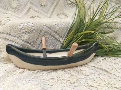 Canoe Dip Pot - Seaside Green - Maxwell Pottery - Canadian Handmade