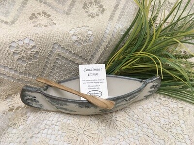 Small Canoe with paddle, Birch Bark - Pavlo Pottery - Canadian Handmade 