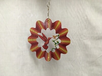 Hummingbird Red/Yellow Small  - Cut out design Wind Spinner