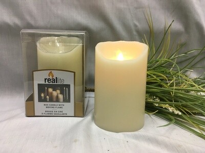 Ivory - Reallite Flameless Pillar Candle with Timer - 3x5 inches - moving flame