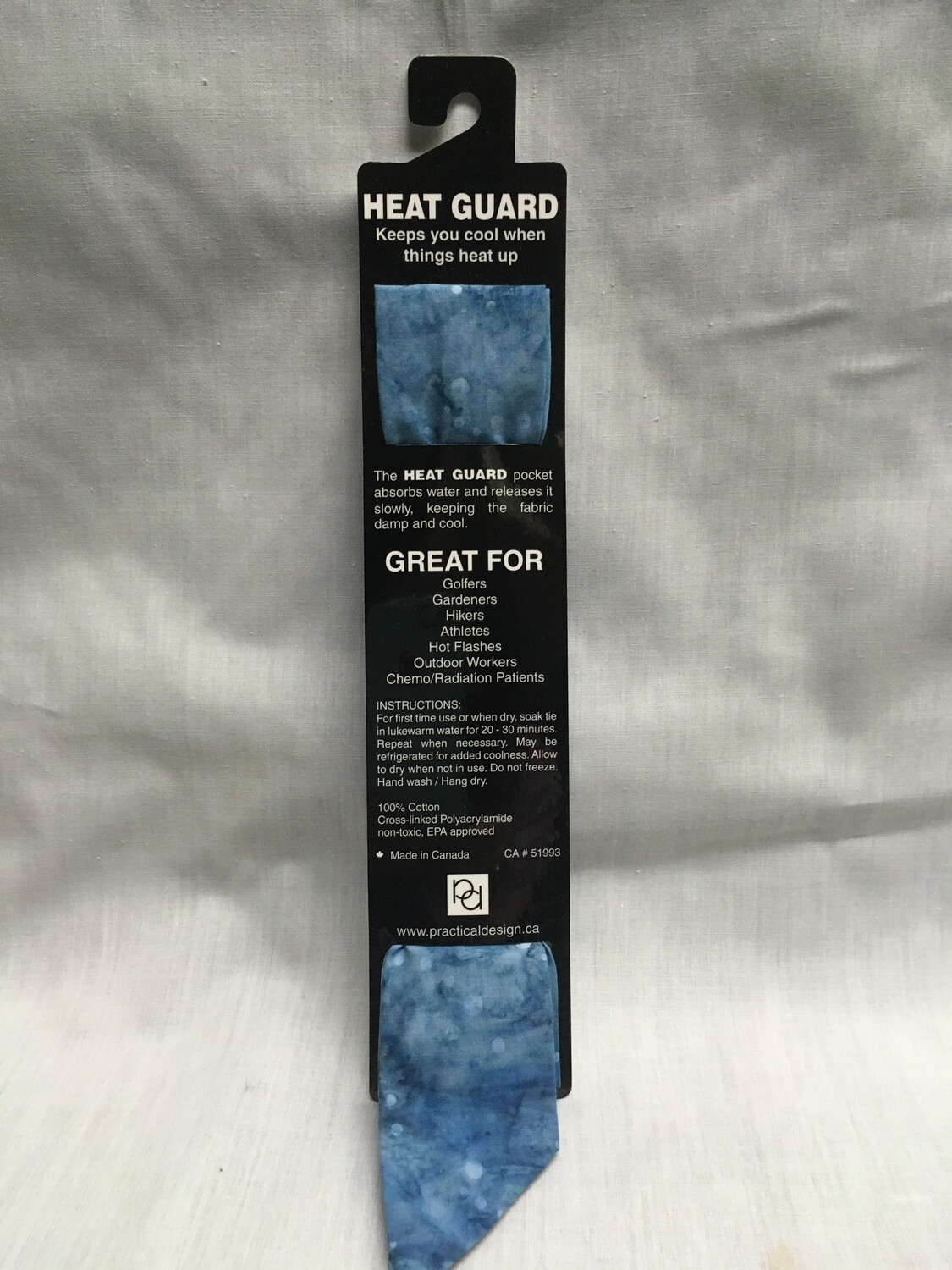 Heat Guard Cooling Tie - Blue Sky Bubbles -  Handmade in Canada