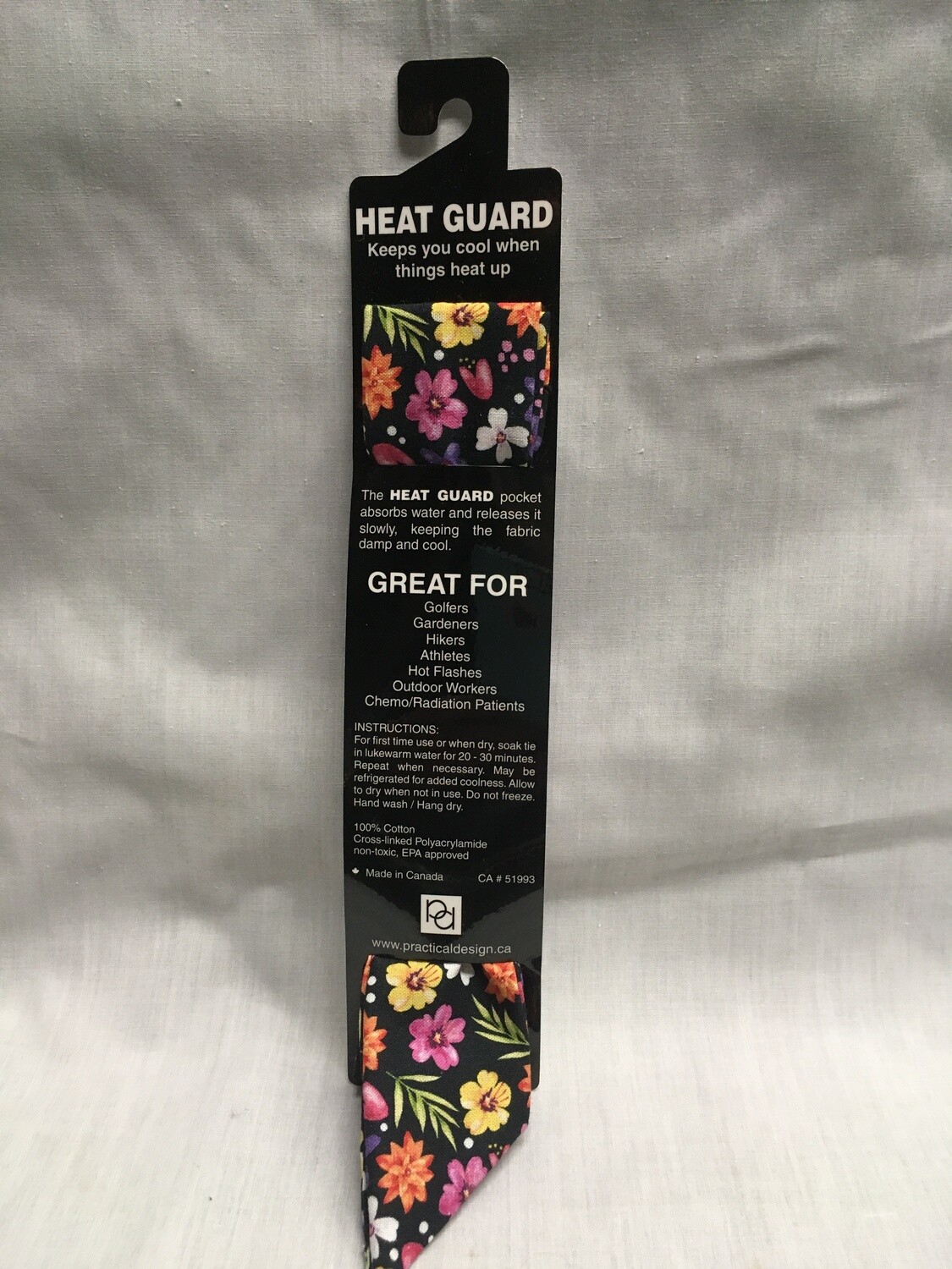Heat Guard Cooling Tie - Midnight Floral - Handmade in Canada