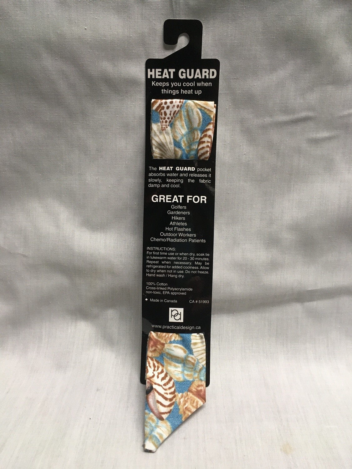 Heat Guard Cooling Tie - Sea Shells - Handmade in Canada