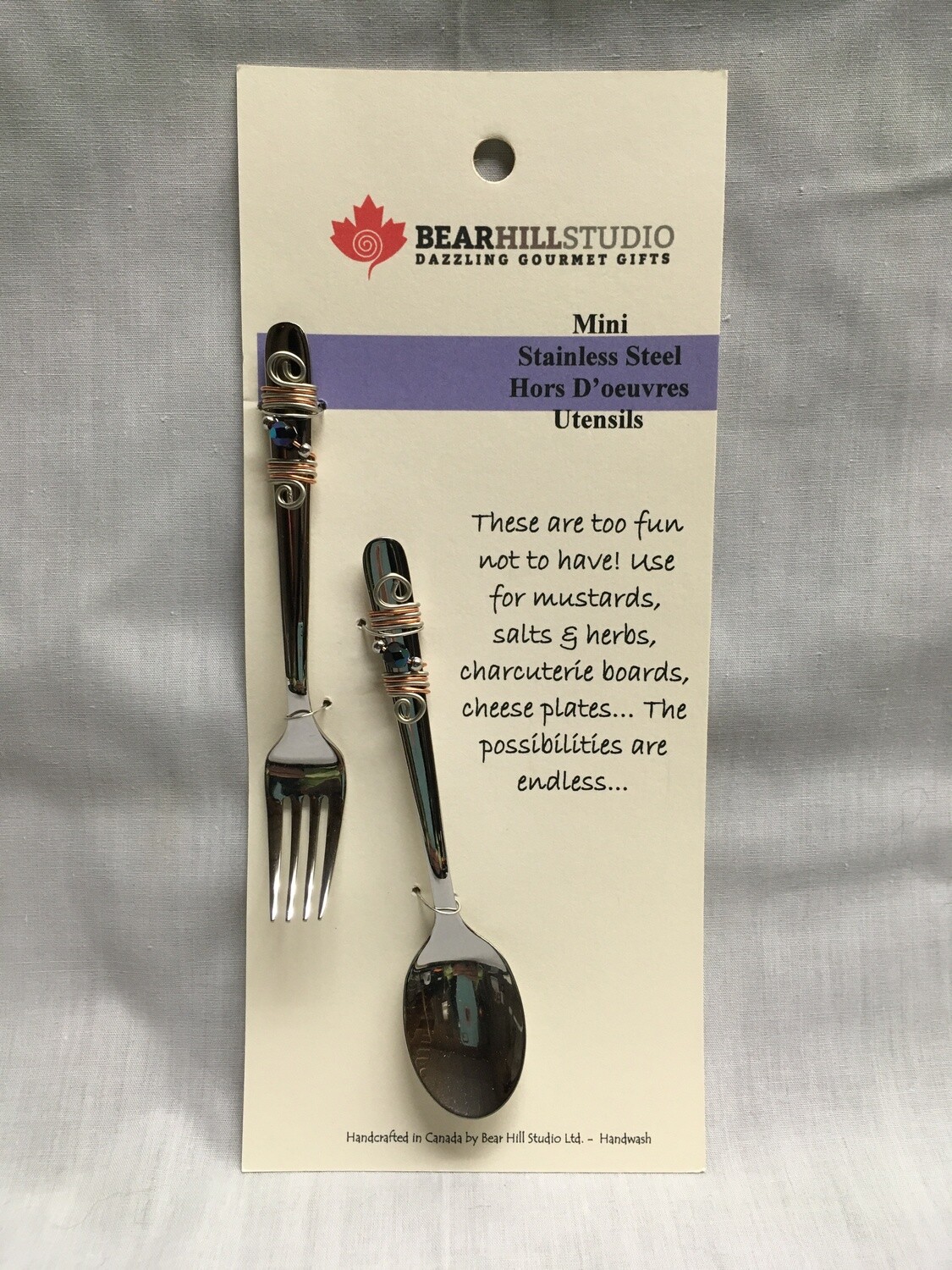 Mini Hors D'oeuvres Utensil Set - Fork and Spoon - Canadian Handcrafted
