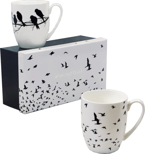 Eternal Silhouette - Trees/birds - Set of Two Fine Bone China Mugs in Collector Box