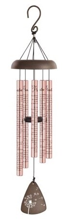 Chime - 30" - 23rd Psalm - Religious, The Lord is My Shepherd - Rose Gold/Pinkish Tubes with Danelion Fluff on Sail