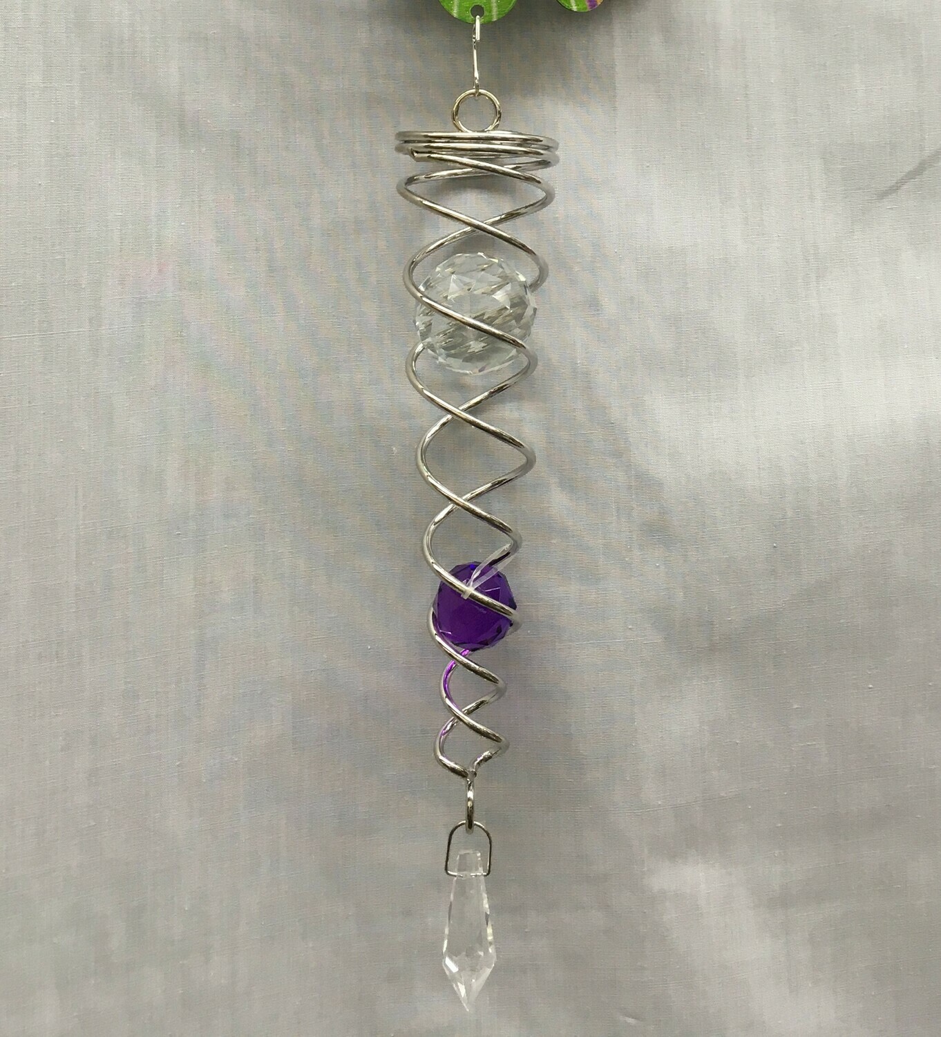 Small Spiral Tail - Purple and Clear crystal balls