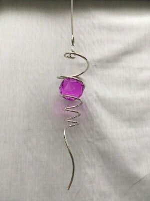 Spiral Tail with Pink/Purple crystal ball - 10 inch