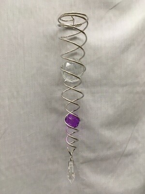 Large Twister Spiral Tail - 13" Two Crystals Clear/Purple