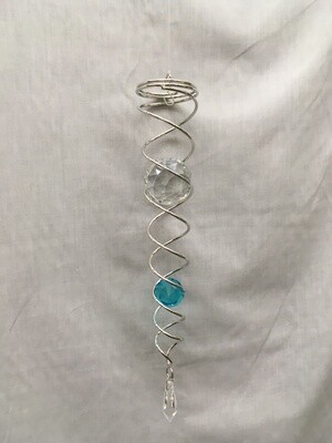 Large Twister Spiral Tail - 13" Two Crystals Clear/Aqua