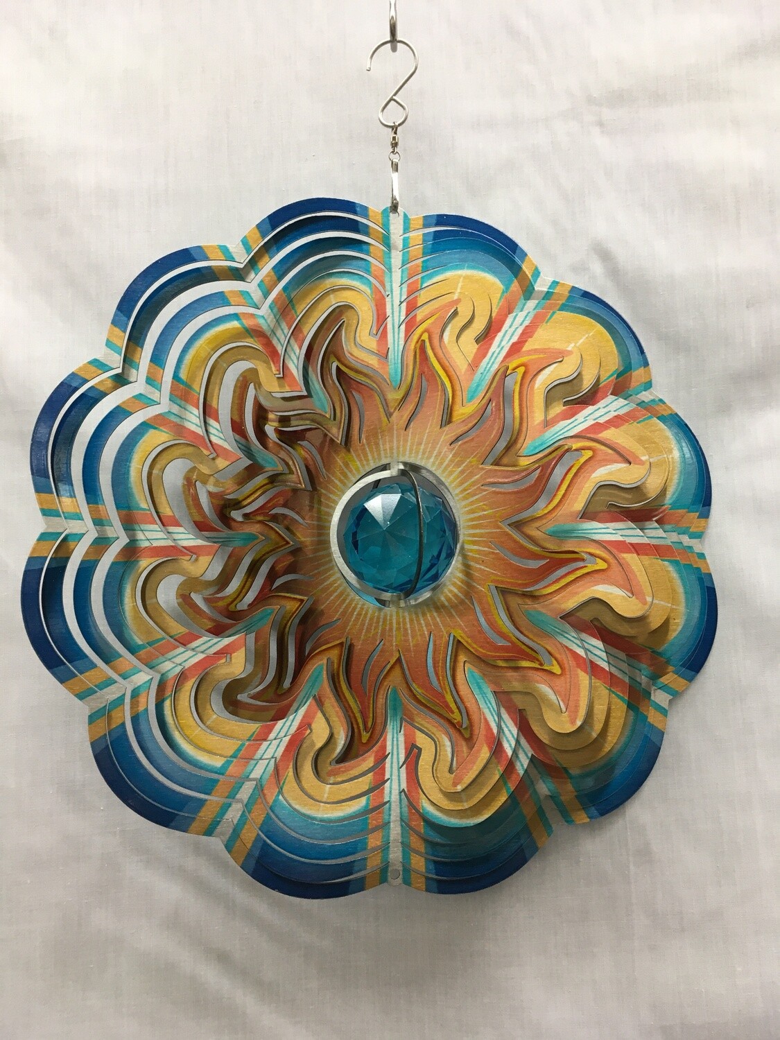 Sun Large - Blue Crystal - Wind Spinner