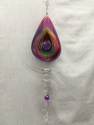 Spinner Set - Tear Drop Multicolour Small Wind Spinner with Twister Spiral double crystal Tail 
