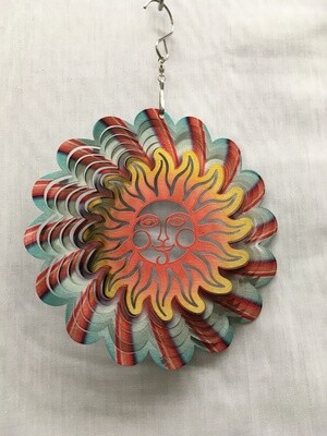 Sun Face Red/Blue Small - Wind Spinner