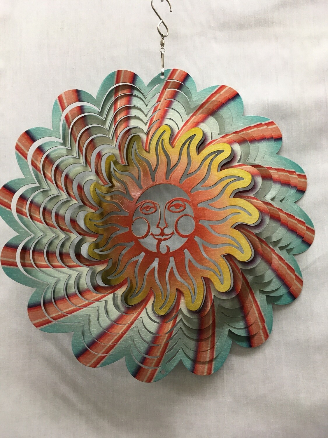 Sun Face Red/Blue Large  - Wind Spinner