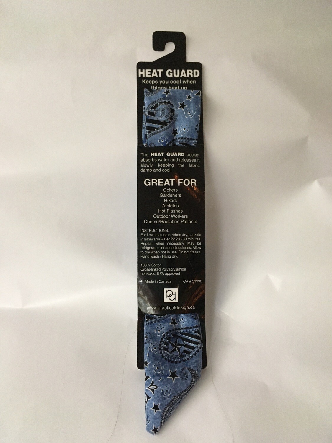 Heat Guard Cooling Tie - Blue Bandana - Handmade in Canada