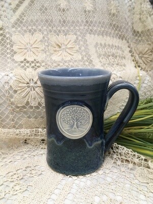 Medallion Large Mug, Tree of Life, Ocean Blue - Pavlo Pottery - Canadian Handmade