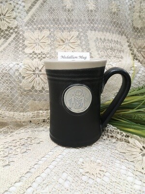 Medallion Large Mug - Friends, Black & White  - Pavlo Pottery - Canadian Handmade