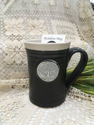 Medallion Large Mug, Tree of Life, Black & White - Pavlo Pottery - Canadian Handmade