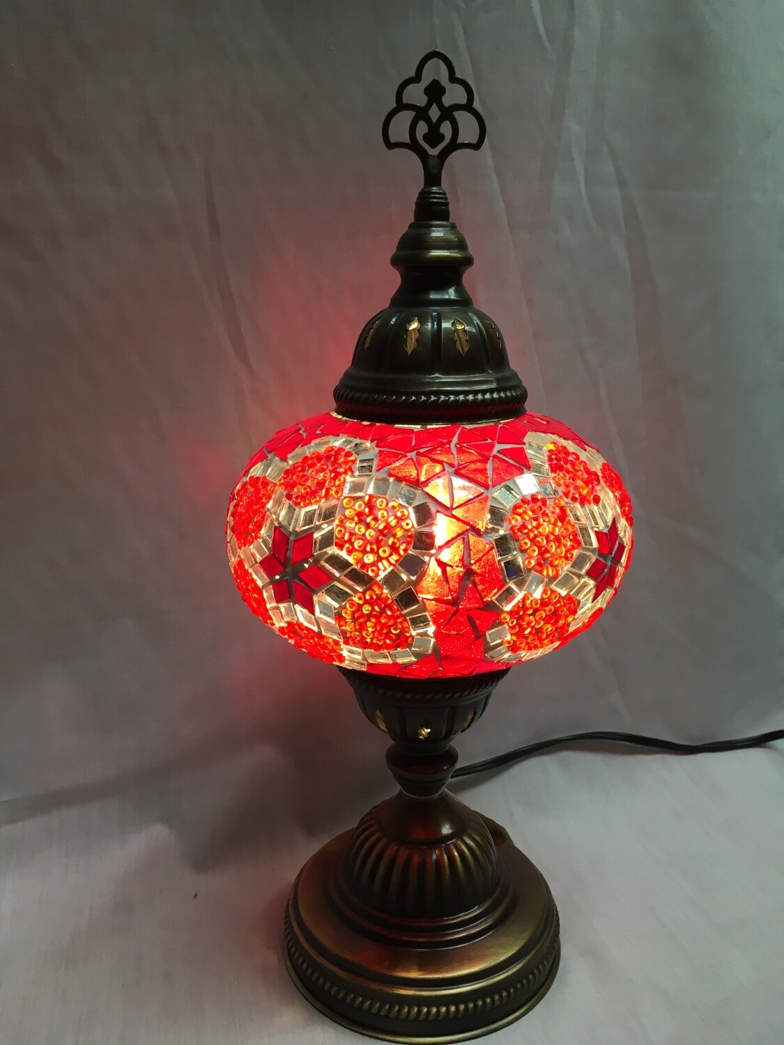 Mosaic Glass Table Lamp - Large, Red Pinwheel