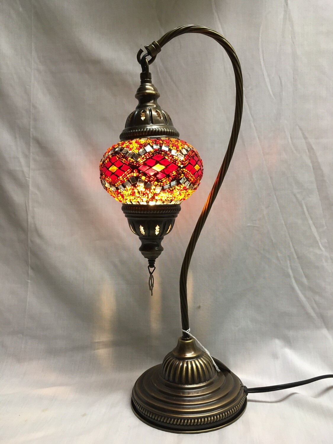 Mosaic Glass Table Lamp, Orange Diamonds