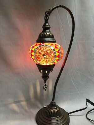 Mosaic Glass Table Lamp, Orange and Red Circles