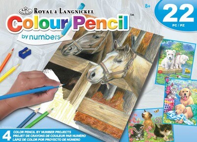 Horse and Puppy Artist Pack - Colour Pencil by Number 