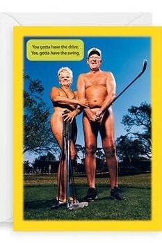 Birthday - Nude Couple with Golf Clubs