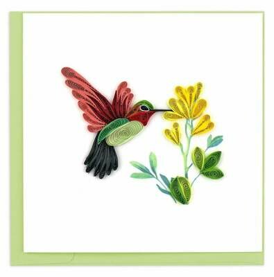 Quilling Card - Hummingbird - handcrafted - Blank inside