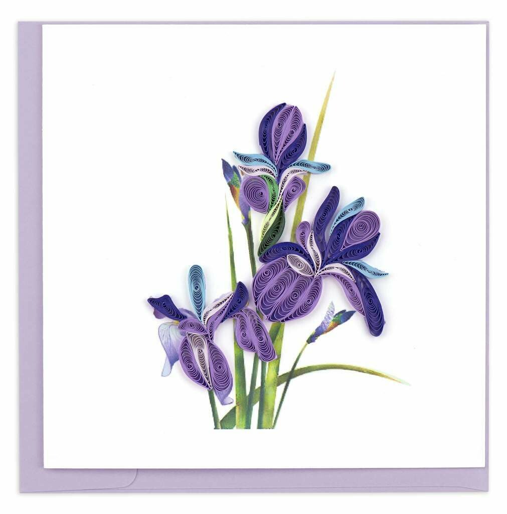 Quilling Card - Iris - handcrafted - Blank inside