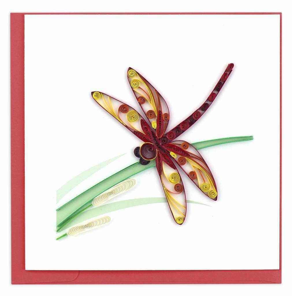 Quilling Card - Dragonfly - handcrafted - Blank inside