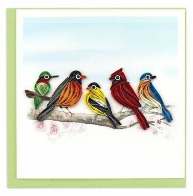 Quilling Card - Songbirds - handcrafted - Blank inside