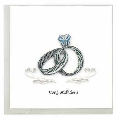Quilling Card - Wedding Rings - handcrafted - Blank inside