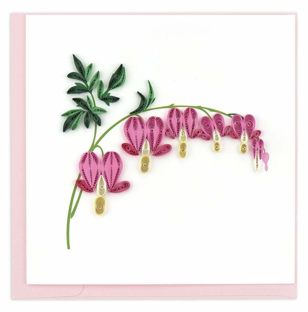Quilling Card - Bleeding Hearts - handcrafted - Blank inside