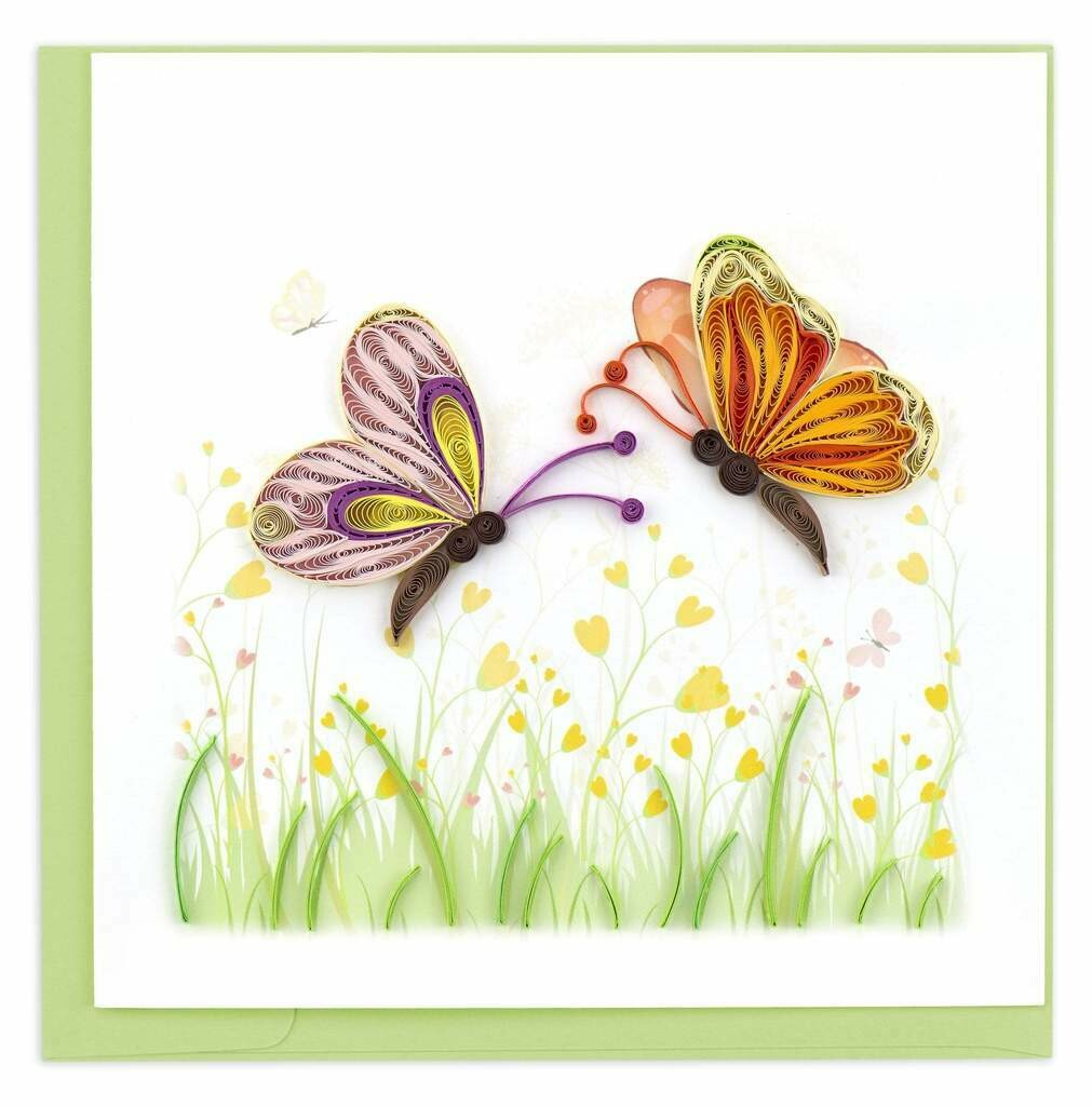 Quilling Card - Two Butterflies - handcrafted - Blank inside
