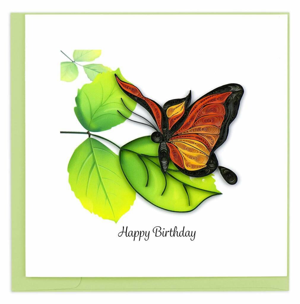 Quilling Card - Birthday Butterfly - handcrafted - Blank inside