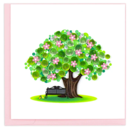 Quilling Card - Spring Tree - handcrafted - Blank inside