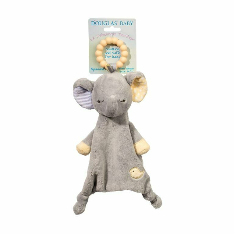 Grey Elephant - Teether Blanket - Lil' Sshlumpie - 13 inch - Douglas Baby