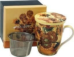 Van Gogh - Sunflowers - Single Fine Bone China Tea Mug/Cup in Collector Box - with Lid and Strainer