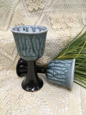 Goblet - Wine Glass, Blue Ash - Parsons Dietrich Pottery - Canadian Handmade