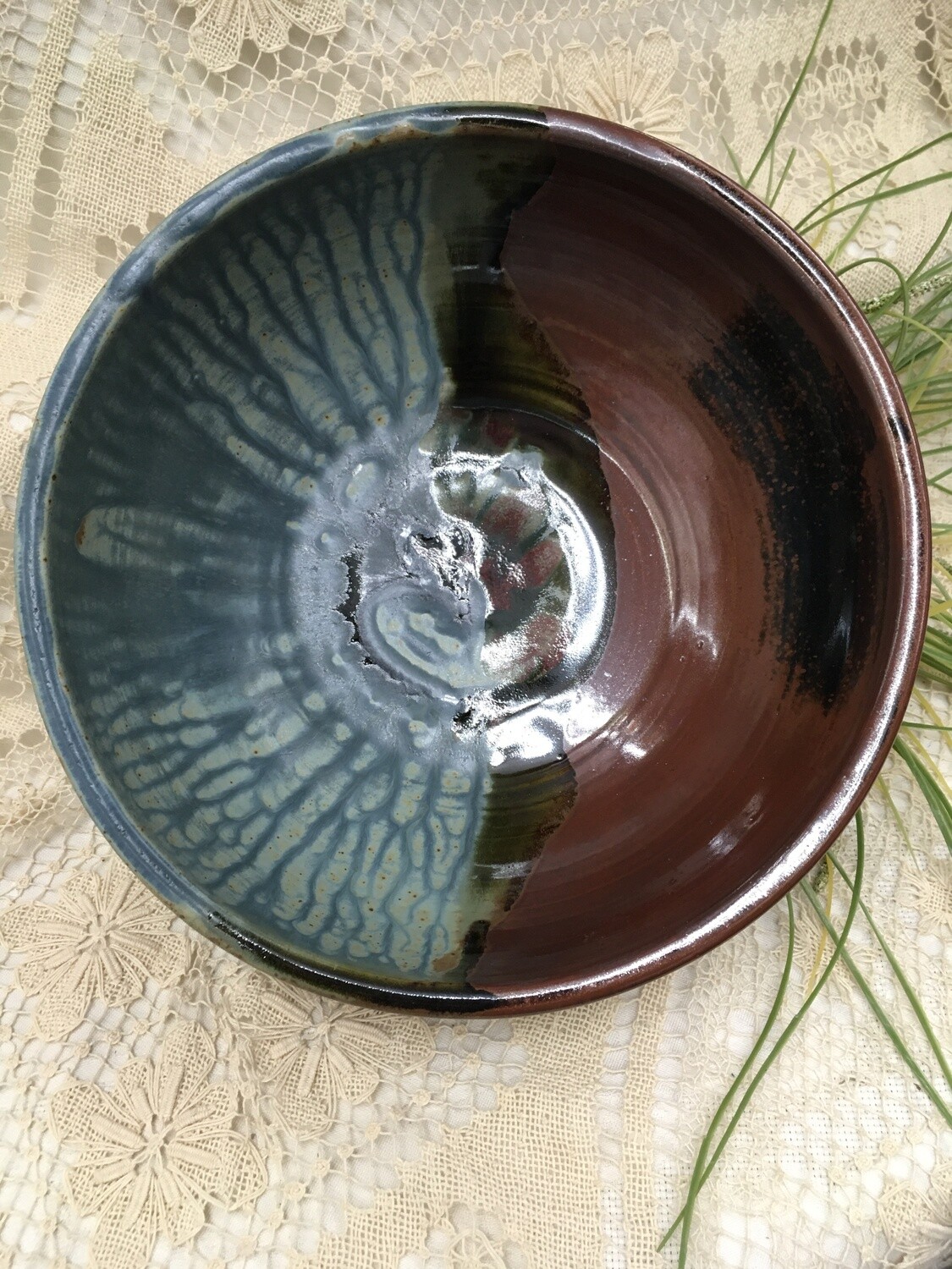 Extra Large Deep Bowl, Blue Ash - Parsons Dietrich Pottery- Canadian Handmade 